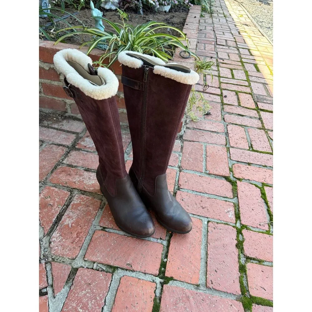 UGG Women's Australia Mischa Boots Stout Brown Waterproof Suede Leather Size 10